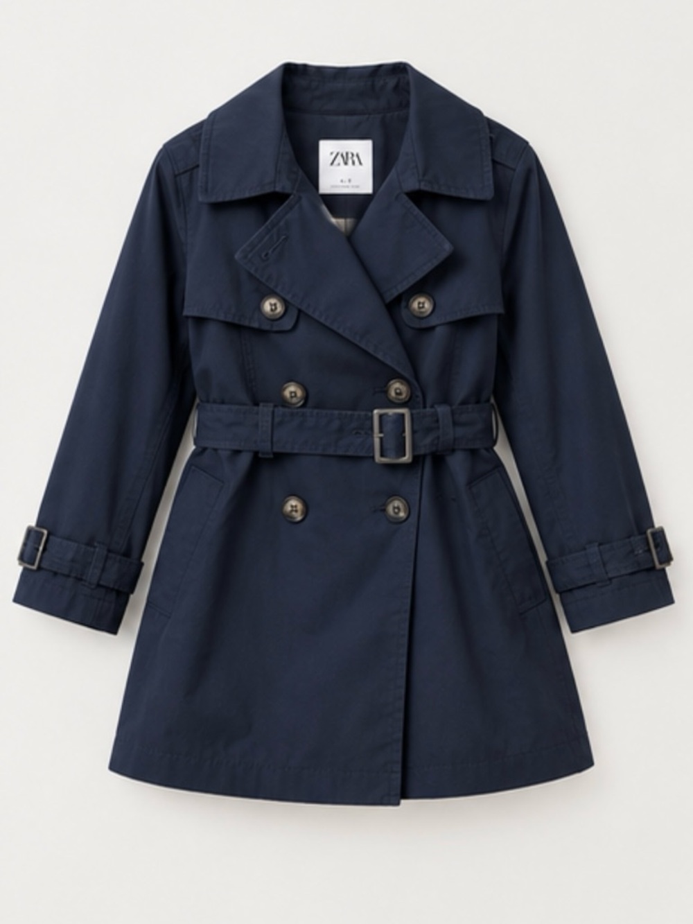 ZARA Kids Navy Blue Trench Coat Chic Preppy Timeless Elegant Fall Winter 3-4